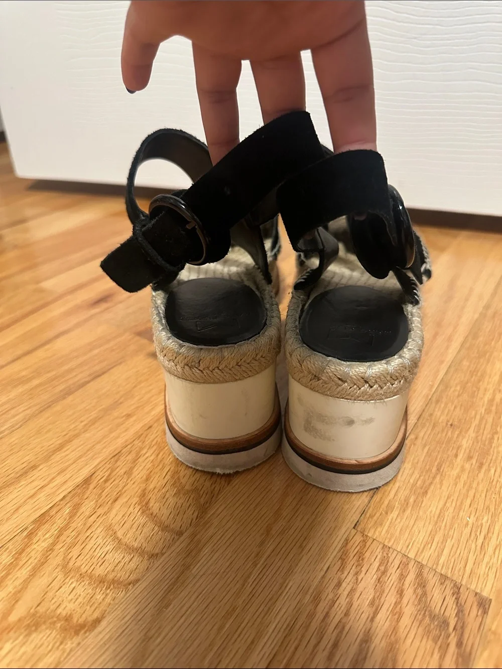 Marc Fisher Black Suede Platform Espadrille Sandals